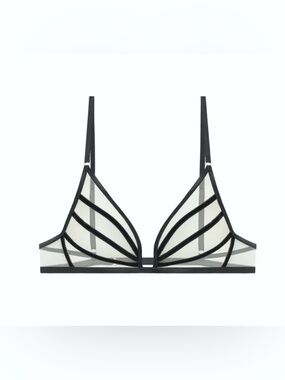 GSQ Sheer Mesh Triangle Bra with Black Strap Detailing size s